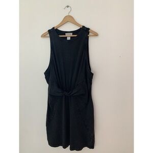 L Space Seaview Knot Detail 100% Cotton Minidress Black Sz XL Coverup Beach